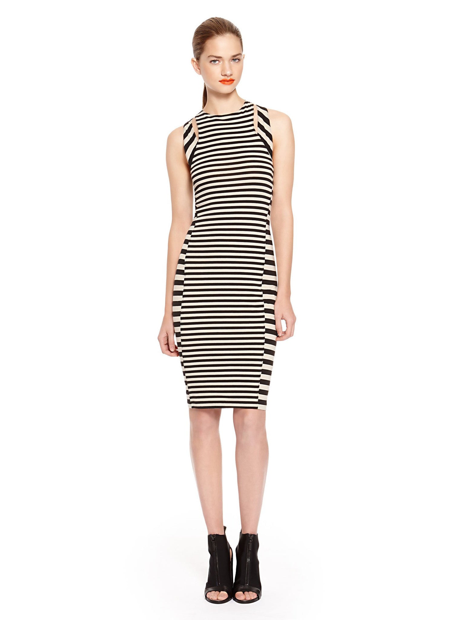 Image 1 of - MIXED STRIPE SLEEVELESS DRESS